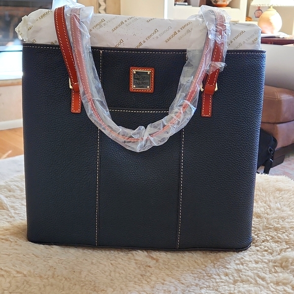 NWT Dooney & Bourke Large Black Leather Lexington Shopper Tote 🖤🤎 - Picture 7 of 17